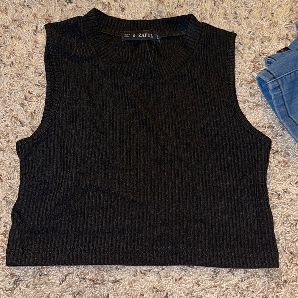 zaful black cropped tank